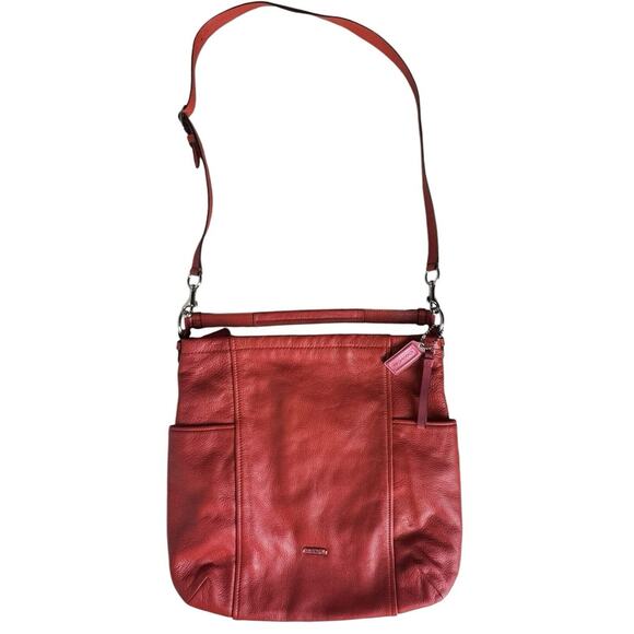 Coach Handbags - Coach Burnt Orange/Red Pebbled Leather Hobo Bag Shoulder Crossbody Purse #F31323